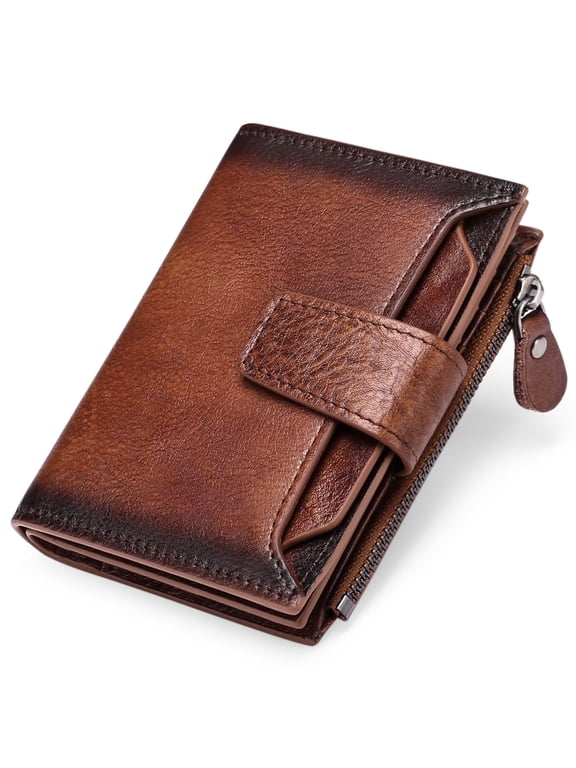Minimalist Wallet for Men Leather RFID Blocking Coin Purse Bifold Card Holder