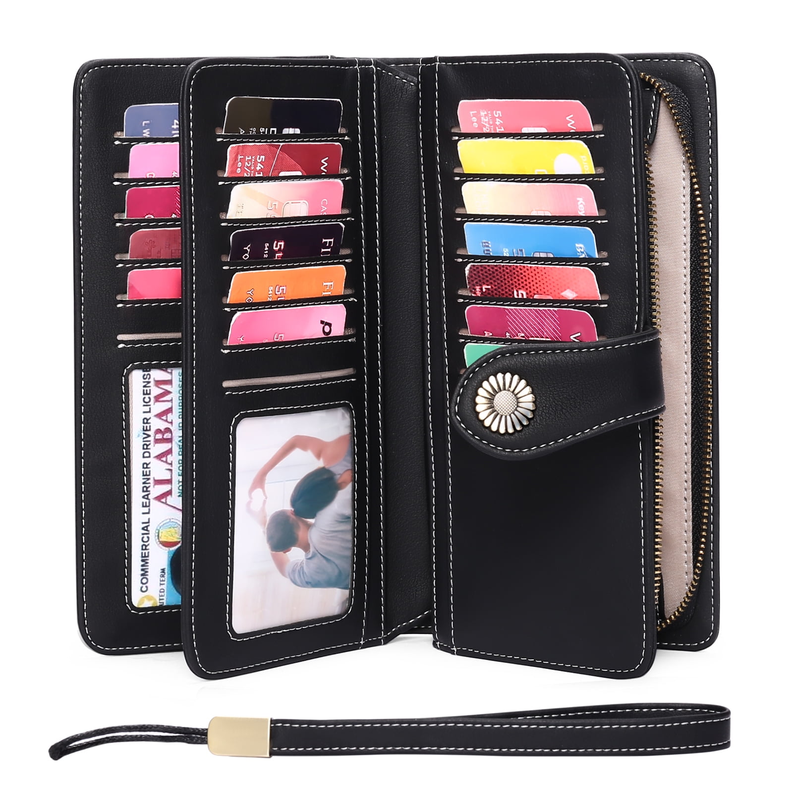 RFID-Blocking Leder-Portemonnaie Biker-Style – Langes Scheckbuch-Design In Schwarz, Braun, Tan