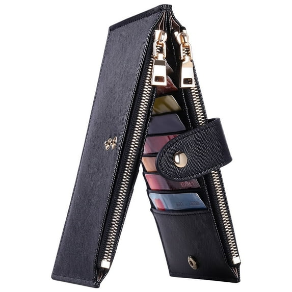 FALAN MULE RFID Blocking Women's Minimalist Bifold Credit Card Holder Wallet, Black