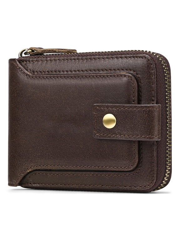 Rfid Wallet for Men Genuine Leather Minimalist Wallet Bifold Coin Purse