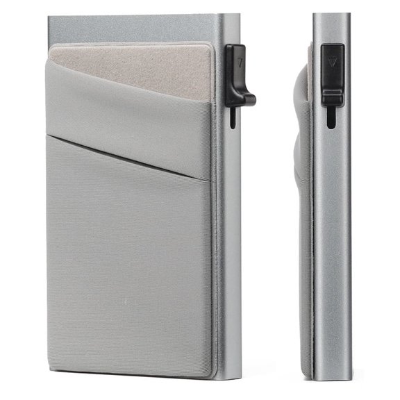 FALAN MULE Slim Smart Aluminum Card Holder Mens Wallet Minimalist Leather RFID Blocking Metal Pop Up Wallet