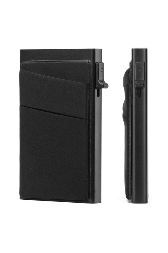 Slim Smart Aluminum Card Holder Mens Wallet Minimalist Leather RFID Blocking Metal Pop Up Wallet