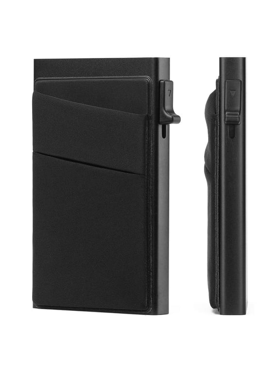Slim Smart Aluminum Card Holder Mens Wallet Minimalist Leather RFID Blocking Metal Pop Up Wallet