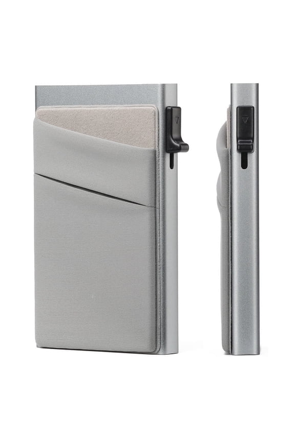 Slim Smart Aluminum Card Holder Mens Wallet Minimalist Leather RFID Blocking Metal Pop Up Wallet