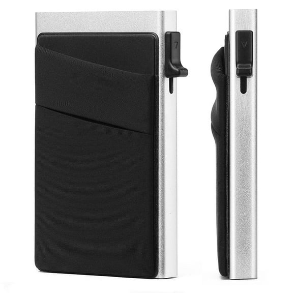 FALAN MULE Slim Smart Aluminum Card Holder Mens Wallet Minimalist Leather RFID Blocking Metal Pop Up Wallet