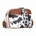 thumbnail image 1 of FALAN MULE Women's Leather Crossbody Bag, Cow Print Cell Phone Purse, Triple Zip Pocket, Adjustable Shoulder Strap, 1 of 8