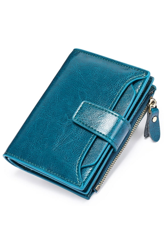 Small Wallet for Women Genuine Leather Bifold Purse RFID Blocking Card Holder