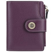 Falan Mule Womens Lightweight Genuine Leather Wallet, Includes Card Holders, RFID-Blocking, Lightweight, Photo & ID Holder, Purple