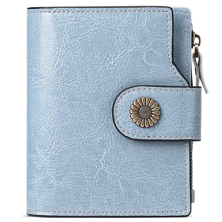 Falan Mule Small Wallet for Women Genuine Leather Bifold Purse RFID Blocking Card Holder, Women's, Size: One size, Blue