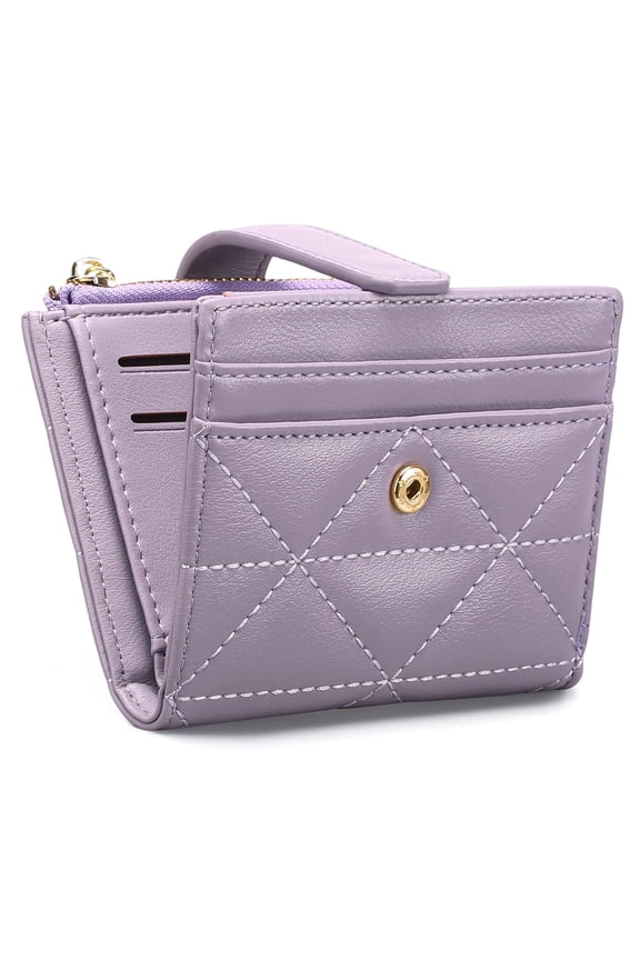 Small Wallets Woman Leather Bifold RFID Blocking Card Holder With Zipper Coin Pocket