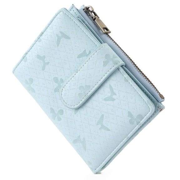 FALAN MULE Small Womens Wallet Leather RFID Blocking Bifold Compact Card Holder Ladies Zipper Pocket Wallet with ID Window