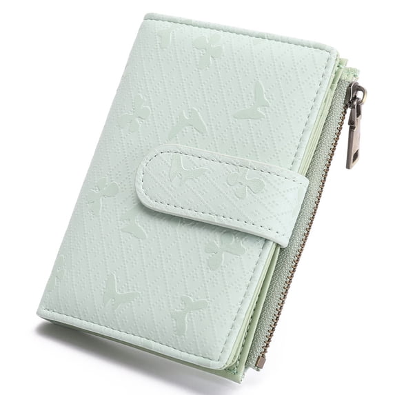 FALAN MULE Small Womens Wallet Leather RFID Blocking Bifold Compact Card Holder Ladies Zipper Pocket Wallet with ID Window