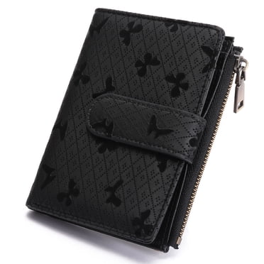 FALAN MULE Small Womens Wallet Leather RFID Blocking Bifold Compact Card Holder Ladies Zipper Pocket Wallet with ID Window