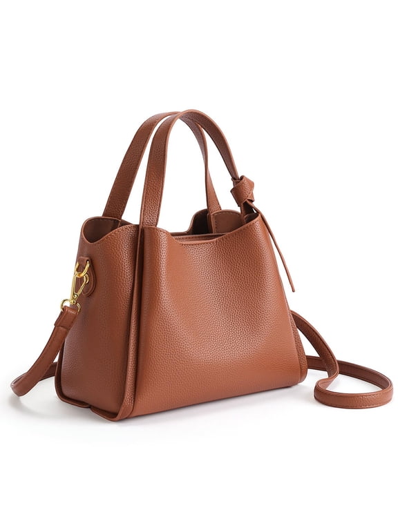 Women’s Tote Bag Leather Crossbody Handbag Top Handle Satchel Purse with Adjustable Strap, Multi-Compartment Shoulder Bag