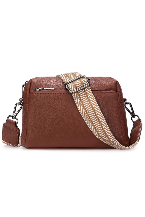Triple Zip Crossbody Bags for Women Pu Leather Small Cell Phone Purse with Adjustable Shoulder Strap