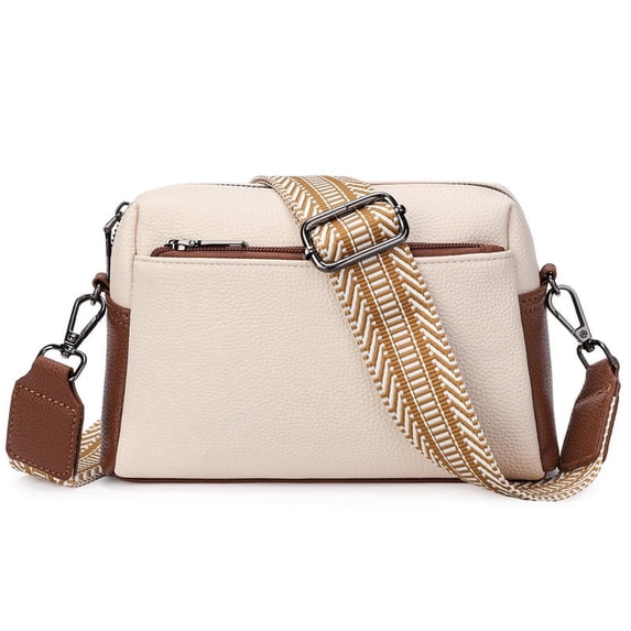 FALAN MULE Triple Zip Crossbody Bags for Women Pu Leather Small Cell Phone Purse with Adjustable Shoulder Strap