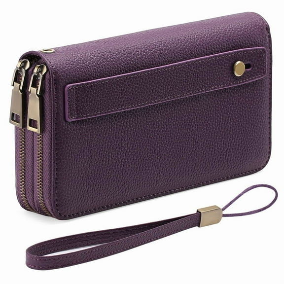 FALAN MULE Wallet for Women Clutch RFID Blocking Wristlet Leather Purse Large Capacity Credit Card Holder with Grip Hand Strap