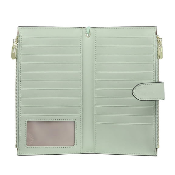 FALAN MULE Wallet Women Multi Card Slim Leather RFID Blocking Credit Card Holder Wallet Purse with Zipper Pocket