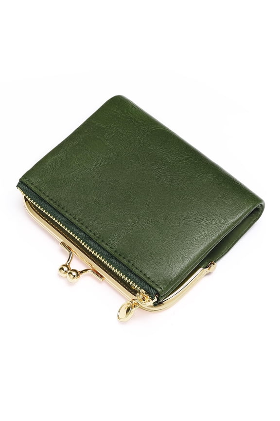 Wallet Women Small RFID Blocking Bifold Leather Wallets for Women Vintage Coin Purse With Zipper and Kiss Lock