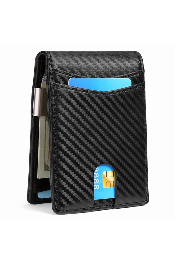 Wallet for Men Bifold RFID Blocking Front Pockets Wallet Credit Card Holder Minimalist Leather Money Clip Mens Wallet with 12 card Slots