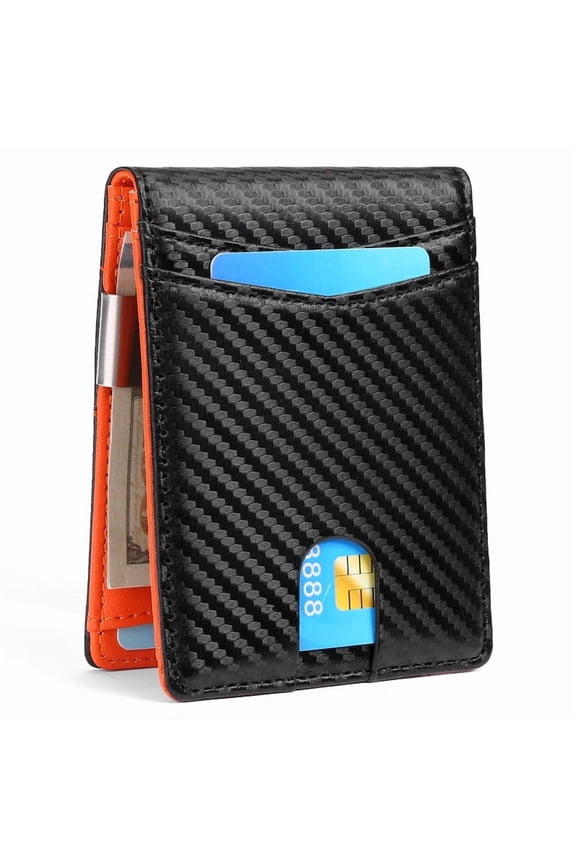 Wallet for Men Bifold RFID Blocking Front Pockets Wallet Credit Card Holder Minimalist Leather Money Clip Mens Wallet with 12 card Slots