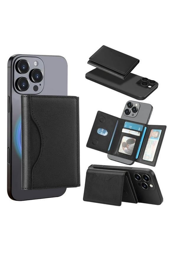 Wallet for Men Magnetic Wallet Phone with MagSafe Leather RFID Minimalist Wallet Detachable Flip 6+ Card Holder