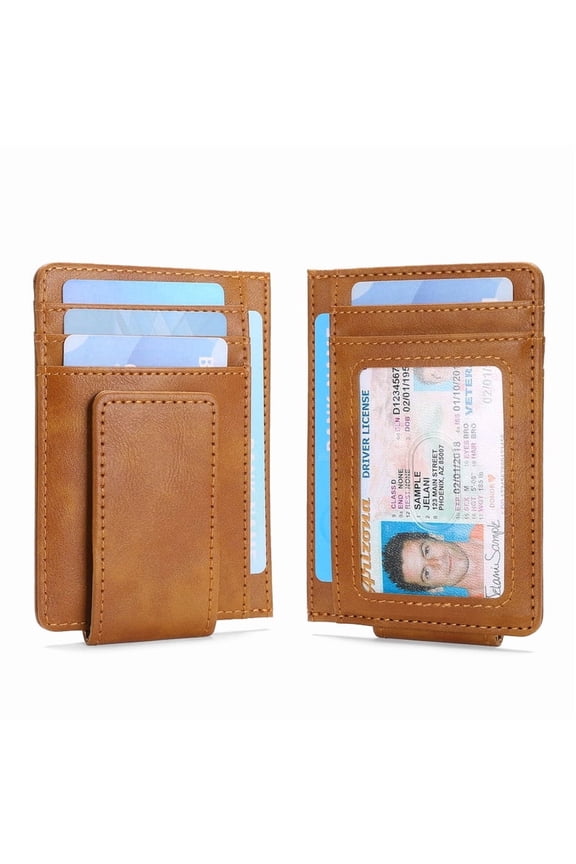 Magnetic Closure Slim Wallet for Men Leather RFID Blocking Minimalist Front Pocket Money Clip Wallet Credit Card Holder