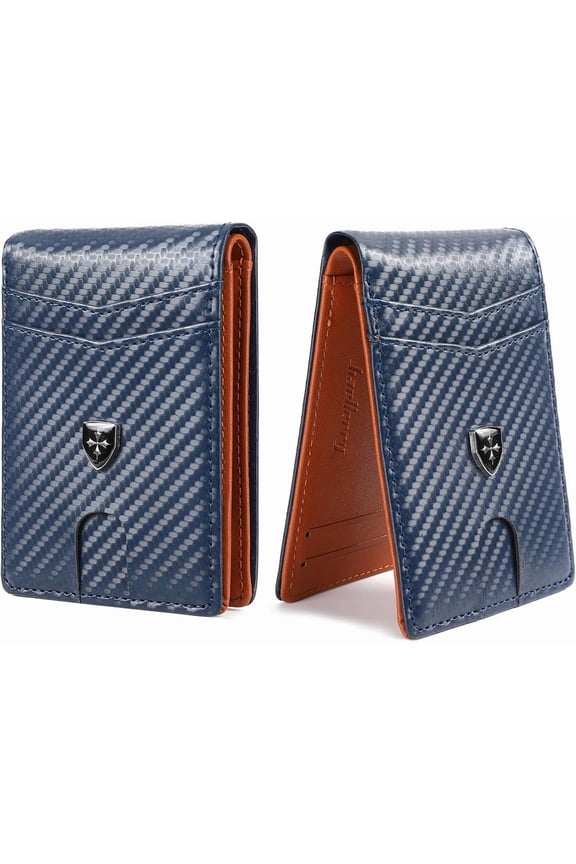 Mens Wallet Leather Credit Card Holder Slim Bifold RFID Blocking Front Pockets Minimalist Wallets for Men with ID Window