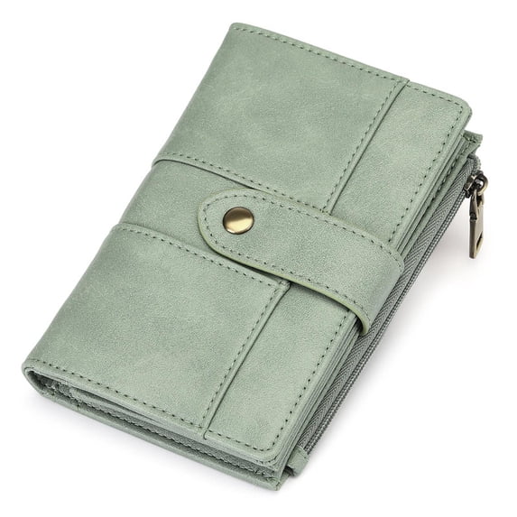 FALAN MULE Women’s Small Leather Wallet Rfid Blocking Bifold Card Holder with 3 ID Windows