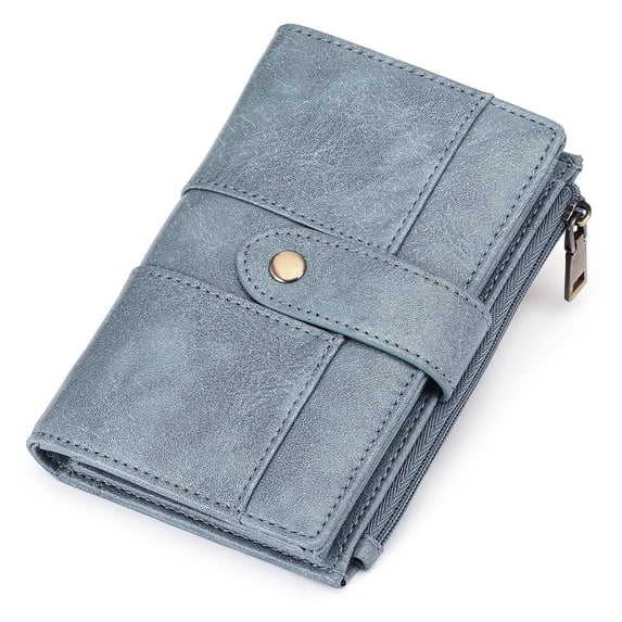 FALAN MULE Women’s Small Leather Wallet Rfid Blocking Bifold Card Holder with 3 ID Windows