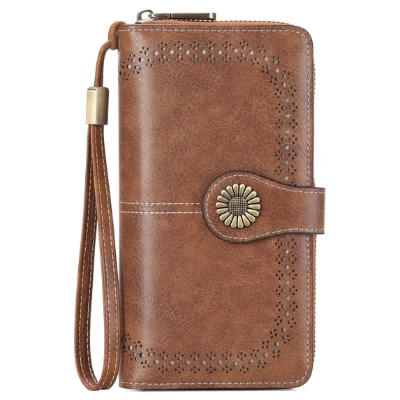 FALAN MULE Wallet for Women RFID Blocking Leather Clutch Long Purse Large Capacity Credit Card Holder Wristlet