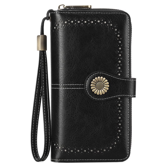 FALAN MULE Wallet for Women RFID Blocking Leather Clutch Long Purse Large Capacity Credit Card Holder Wristlet