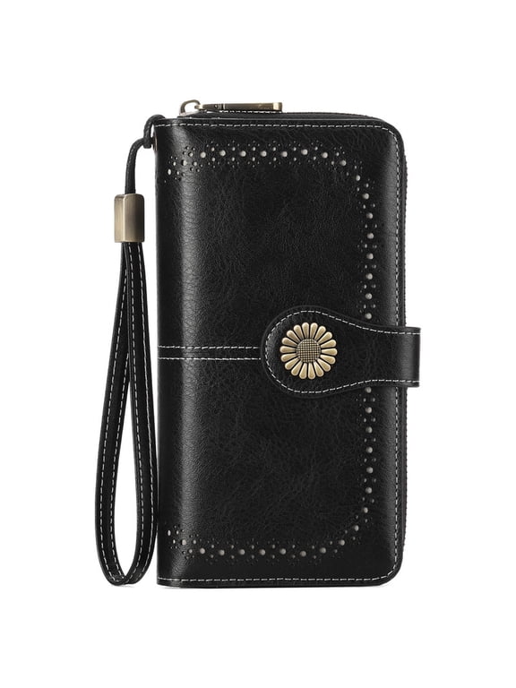 Wallet for Women RFID Blocking Leather Clutch Long Purse Large Capacity Credit Card Holder Wristlet