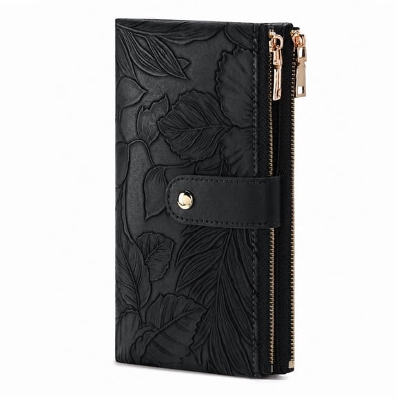 FALAN MULE Wallet for Women RFID Blocking Soft Vegan Leather Ladies Wallet Long Double Zippers Clutch Purse