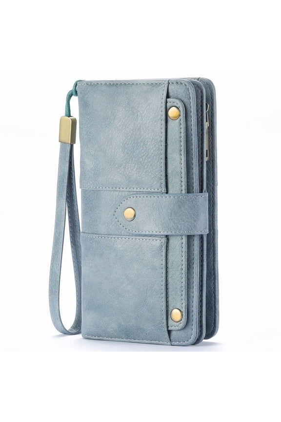 Womens Leather Wallet Large Capacity Bifold RFID Blocking Card Holder with Zipper Coin Pocket