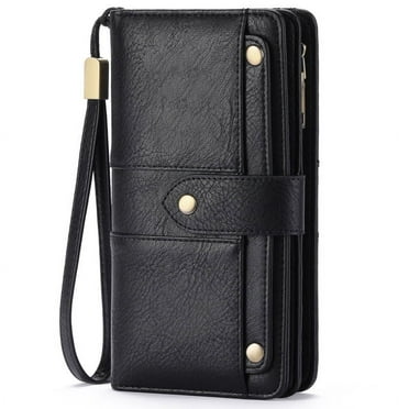 FALAN MULE Womens Leather Wallet Large Capacity Bifold RFID Blocking Card Holder with Zipper Coin Pocket