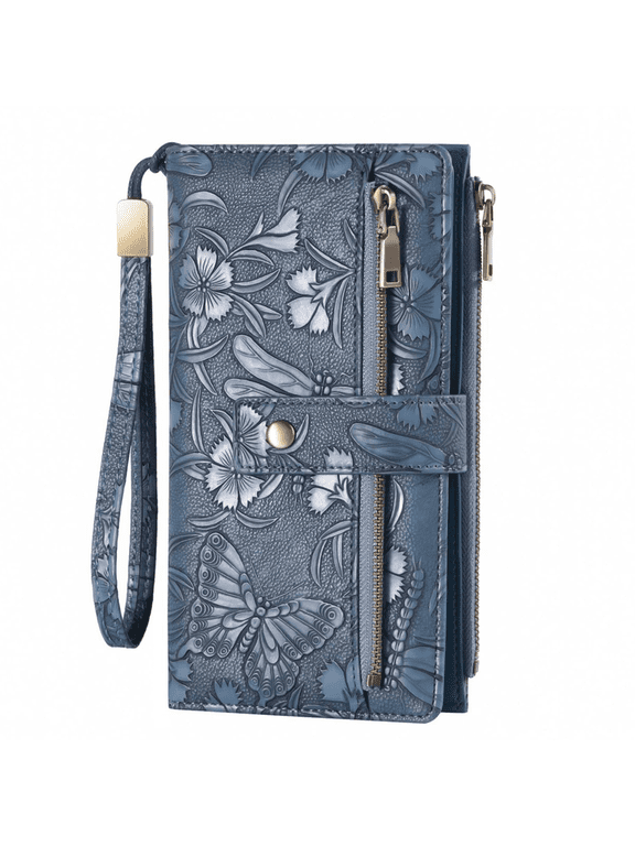 Wallet for Women RFID Blocking Vegan Leather Bifold Wristlet Wallets with ID Window and Coin Purse