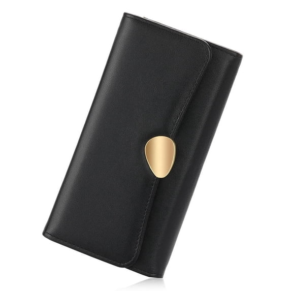 FALAN MULE Women's Wallet Leather Trifold Wallet Large Capacity Credit Card Holder with 9 Card Slots, ID Window and Zipper Pocket