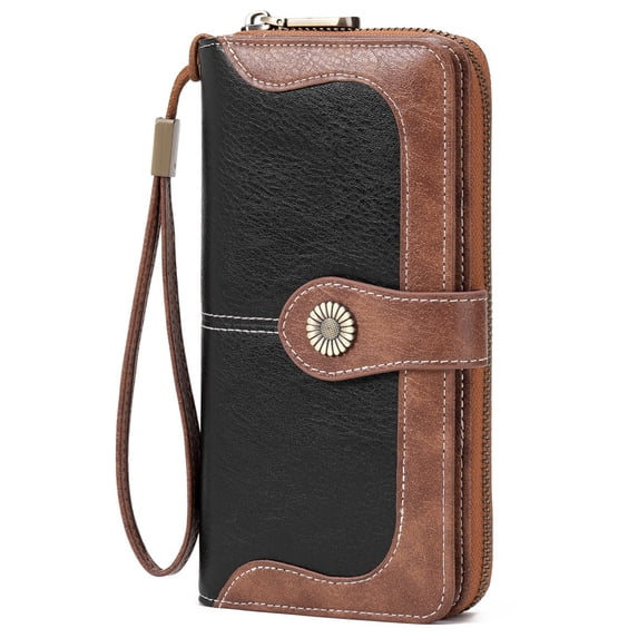 FALAN MULE Womens Wallet RFID Blocking Large Capacity Bifold Leather Credit Card Holder with Zipper Pocket Purse