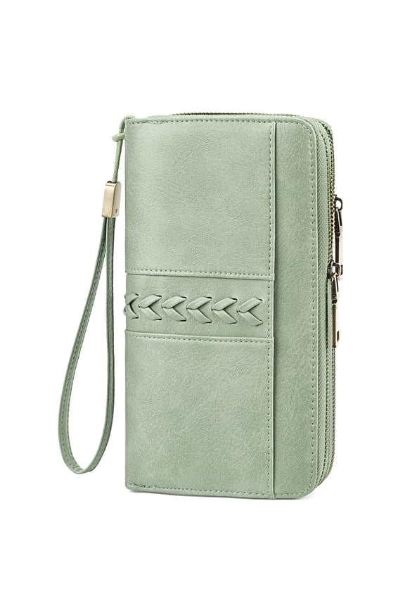 Wallet for Women RFID Blocking Leather Large Capacity Zip Around Ladies Card Holdr Phone Purse Wristlet