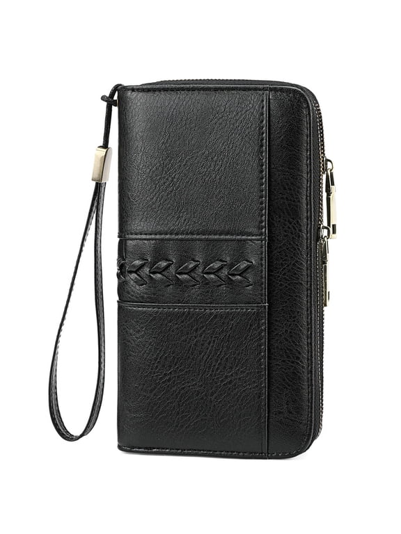 Wallet for Women RFID Blocking Leather Large Capacity Zip Around Ladies Card Holdr Phone Purse Wristlet