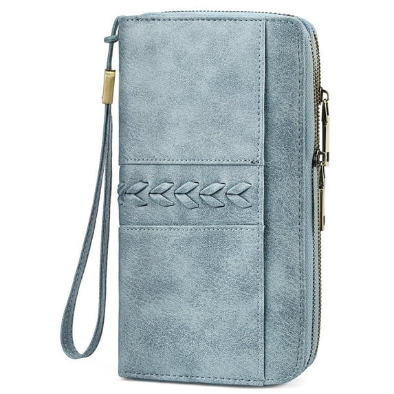 FALAN MULE Wallet for Women RFID Blocking Leather Large Capacity Zip Around Ladies Card Holdr Phone Purse Wristlet