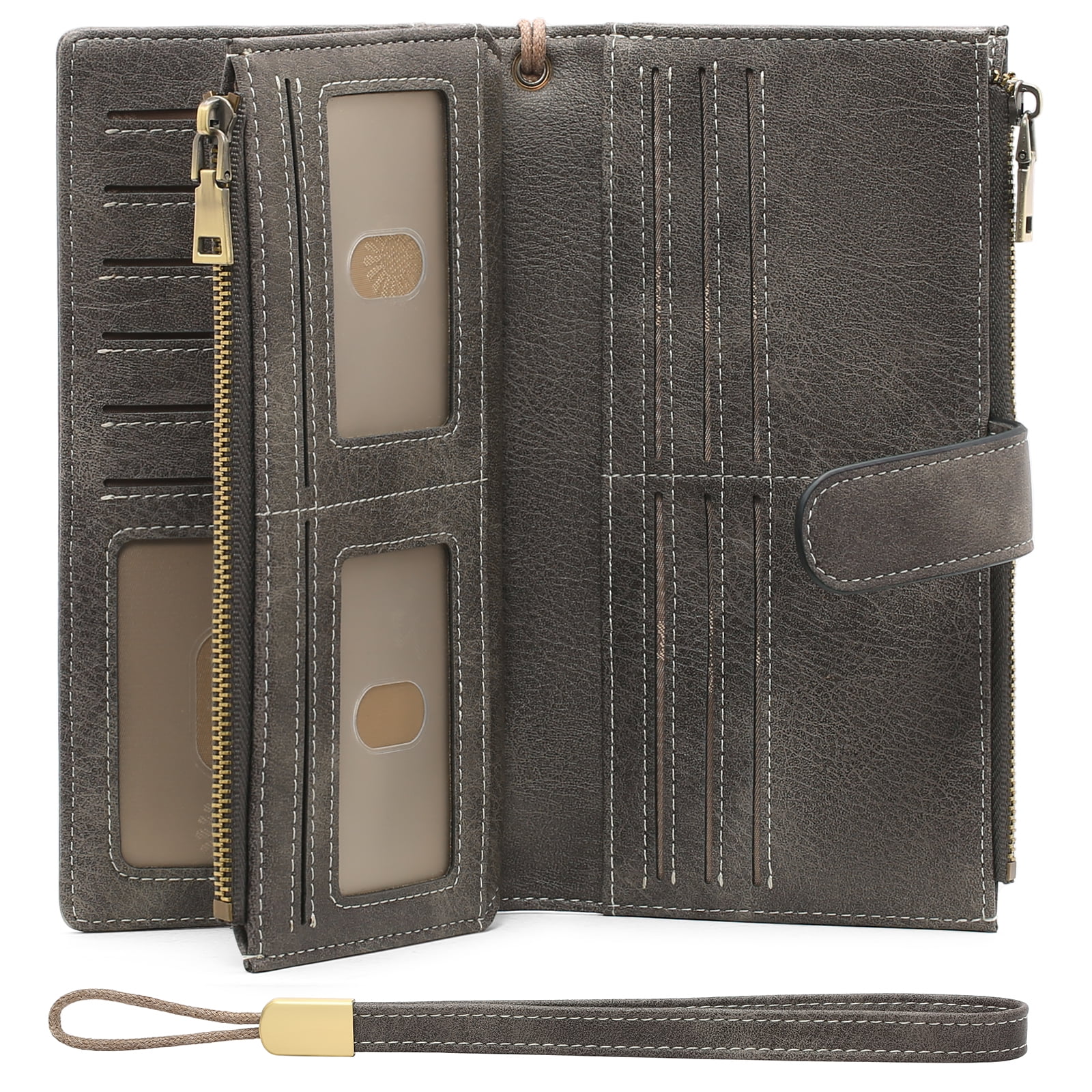 FALAN MULE Womens Wallets Large Capacity Credit Card Holder Rfid Wallet Leather Bifold Ladies Wristlet Clutch Wallet
