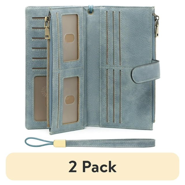 (2 pack) FALAN MULE Women's Casual Bifold Wallet, Blue
