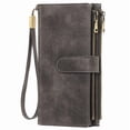 thumbnail image 1 of FALAN MULE Women’s Leather Wristlet Wallet Rfid Blocking with 5 ID Windows and Double Zipper, 1 of 8
