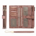 thumbnail image 1 of FALAN MULE Women’s Leather Wristlet Wallet Rfid Blocking with 5 ID Windows and Double Zipper, 1 of 9