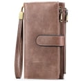 thumbnail image 1 of FALAN MULE Women’s Leather Wristlet Wallet Rfid Blocking with 5 ID Windows and Double Zipper, 1 of 8