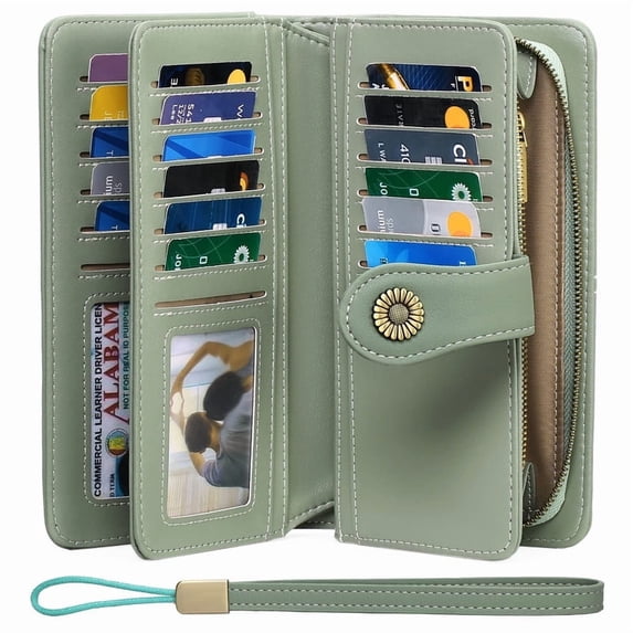 FALAN MULE FALAN MULE Women’s Trifold Wallet Rfid Blocking Wristlet with Large Card Capacity