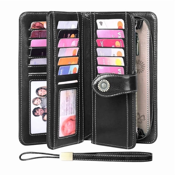 FALAN MULE FALAN MULE Women’s Trifold Wallet Rfid Blocking Wristlet with Large Card Capacity