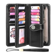 FALAN MULE FALAN MULE Women s Trifold Wallet Rfid Blocking Wristlet with Large Card Capacity